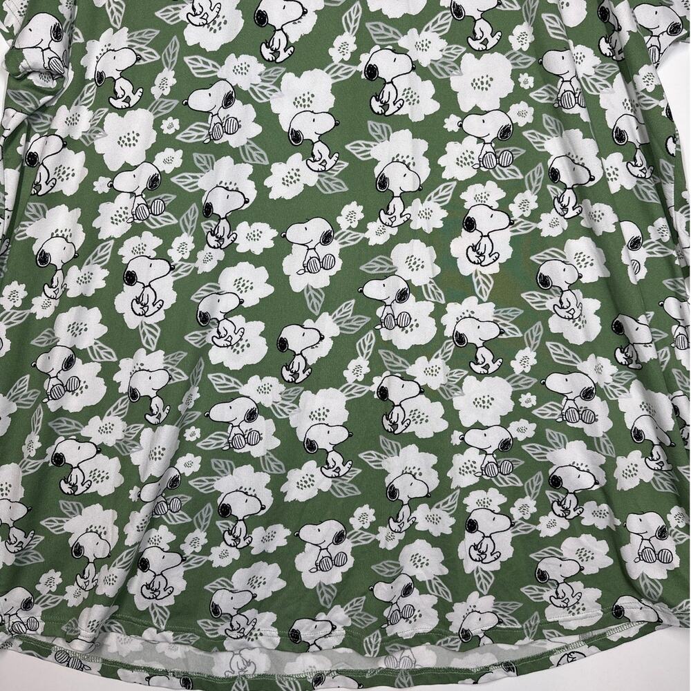 Munki Munki Peanuts Snoopy Green Floral Night Shirt Sleep Shirt Plus Sz 2X Comfy - Picture 3 of 10